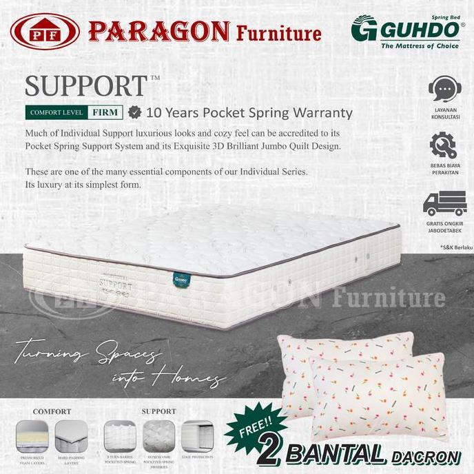 VIRALL GUHDO SPRING BED KASUR INDIVIDUAL SUPPORT POCKET SPRING 90 100 120 140 160 180 200X200 28 CM 