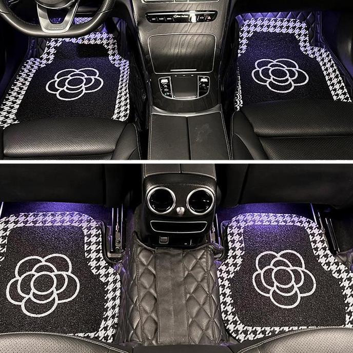 REGOR233  - KARPET RUMPUT 2 BARIS ALAS KAKI MOBIL BUNGA DAISY CAR