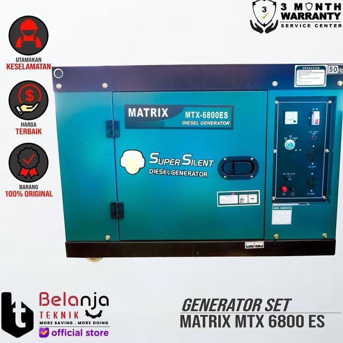 Terlaris Matrix Genset Diesel Super Silent Mtx 6800 Es 5000 Watt Mtx6800 Generator Set Mesin Pembang