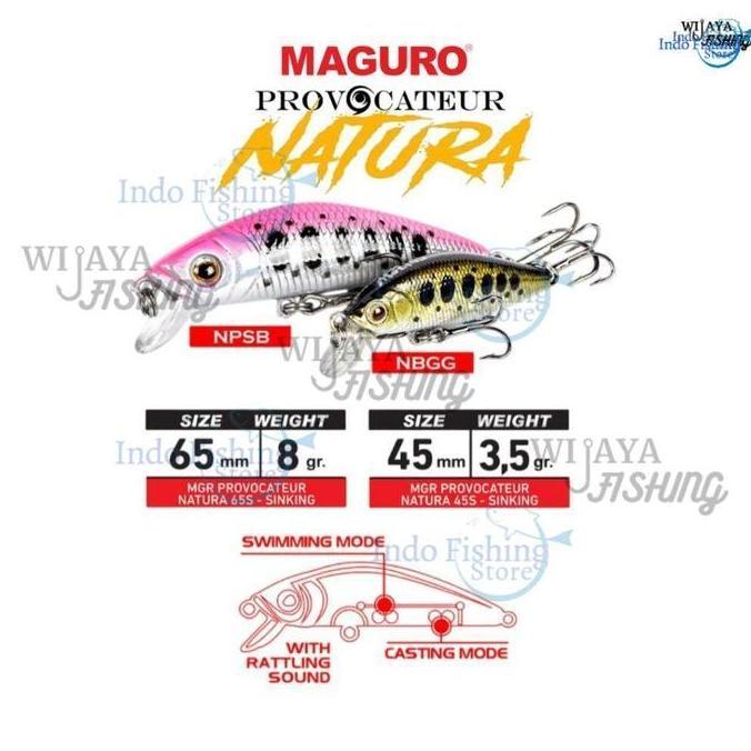 Promo Umpan Pancing MAGURO Provocateur Natura 8gr-65mm / 3,5gr-45mm Minnow Sinking Casting Ikan Lure