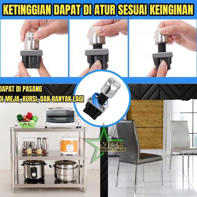 '' ADJUSTER KAKI MEJA KOTAK HOLO BULAT & KOTAK STAINLESS 201 & STAINLESS 304 *
