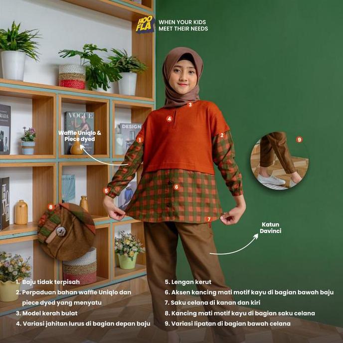 Setelan Tunik Muslim Anak Remaja Perempuan Tanggung Usia 5-12 Tahun