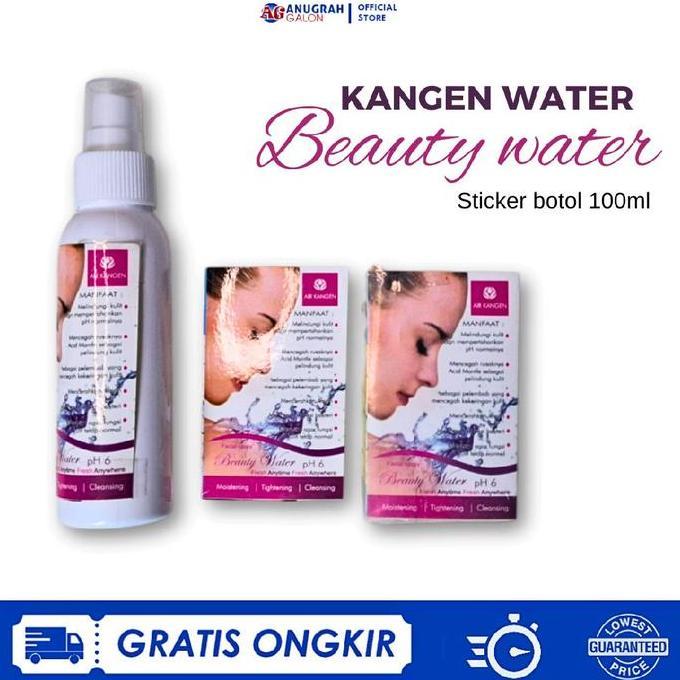 Ready stock Stiker Beauty Water  Kangen Water untuk Botol Ukuran 100ml & 250ml-  Label Note