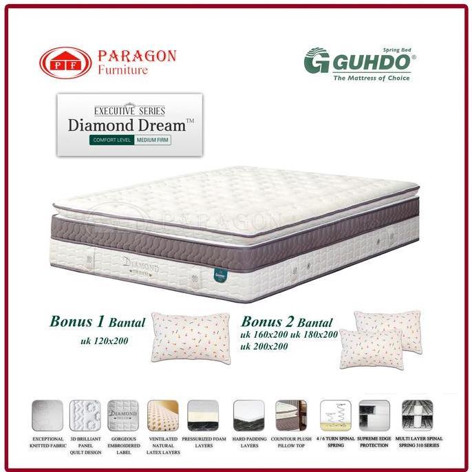* GUHDO SPRING BED KASUR DIAMOND DREAM LATEX PILLOW TOP 120 160 180 200X200 T 40 CM - GUHDO SPRINGBE