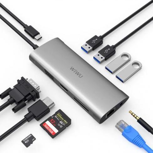 THUNDEX Original WIWU Apollo Type C Hub 11 in 1 Adapter Lan VGA USB C to RJ45