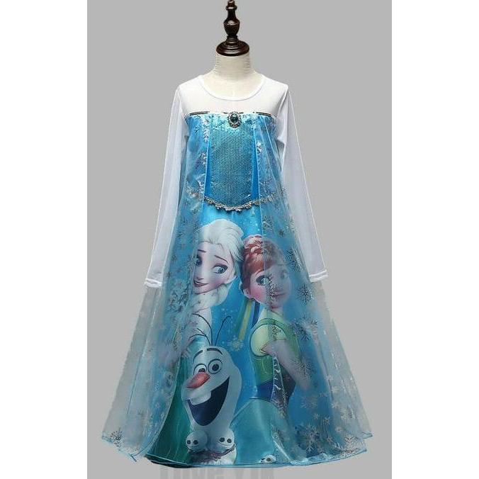 Ready Baju Dress Kostum Frozen Gambar Elsa dan Anna