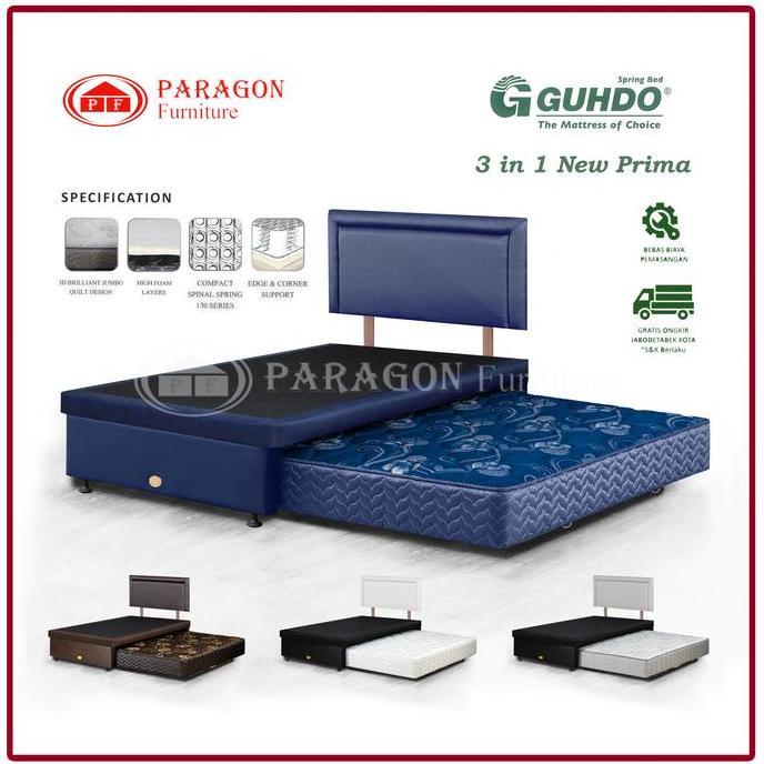 OK GUHDO SPRING BED RANJANG TENGAH + SORONG 3IN1 NEW PRIMA 90 100 120 140 160 180X200 HB PROSPINE TA