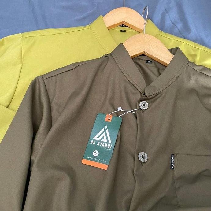 Baju Koko Muslim Pria  Dewasa Haibah Habaib Putih Polos Terlaris Terbaru 2026 Model Ammu Saku Sampin