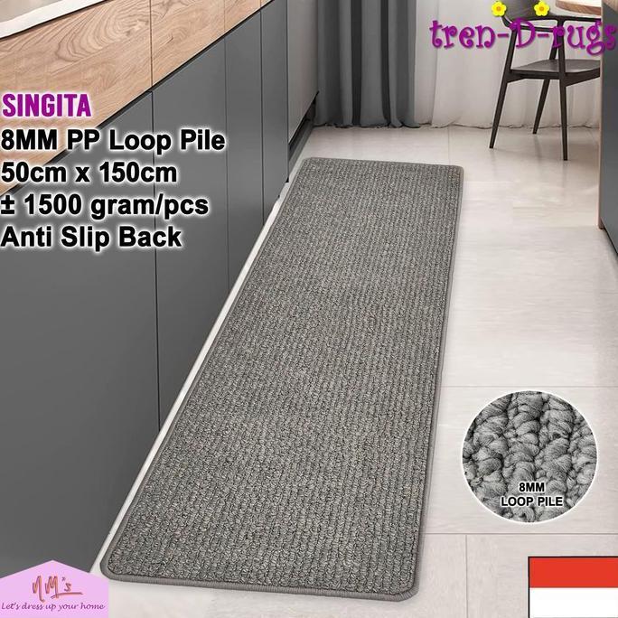 '' TREN-D-RUGS KARPET KESET SALUR POLOS DAPUR PANJANG ANTI SLIP 50X150 *