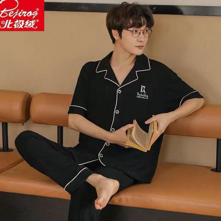 terbaru pajamas cowok dewasa import piyama pria remaja set celana panjang pajamas laki laki katun bi