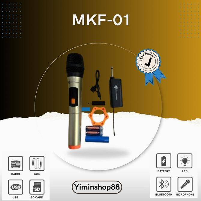 yukaa.nisa - mkf-01 microphone wireless mic karaoke single mic mick  araoke mikrofon handphone mic  