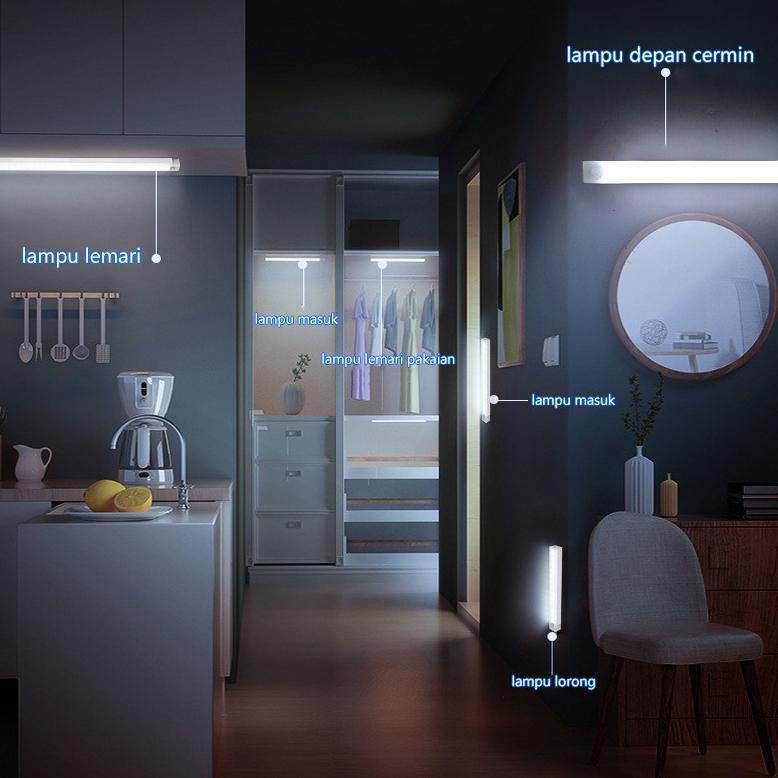 hot deals lampu tl led sensor gerak magnetic motion sensor lampu stick panjang 10,20,30-50 cm dapat 