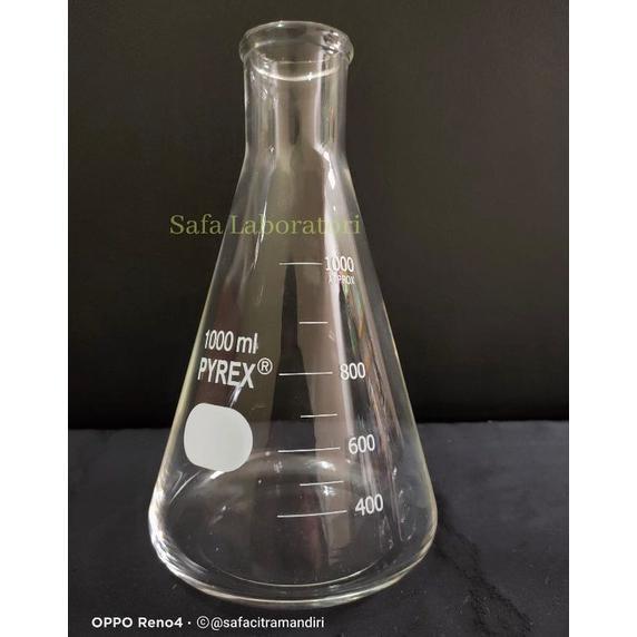 Ready!! Erlenmeyer Flask 1000ml Pyrex / Labu Erlenmeyer  / Gelas Erlenmeyer
