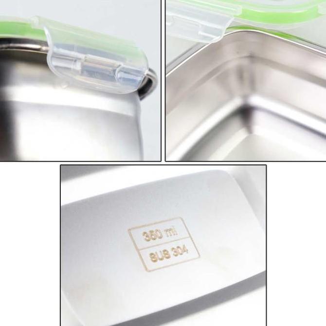 Kotak Makan Stainless Steel Anti Tumpah Lunch Box Metode Lock N Lock