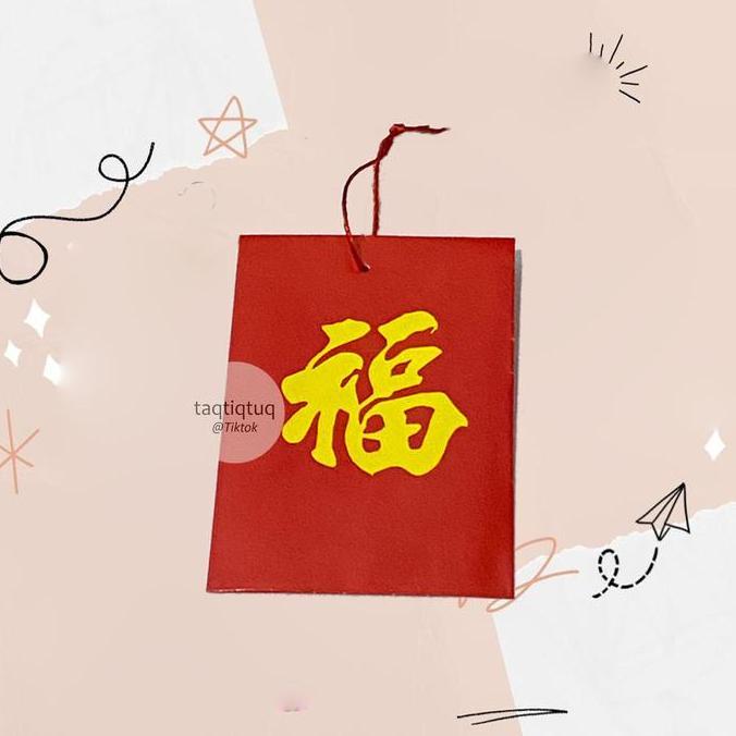 Angpao Mini Tali 1 Set 20 Pcs Angpao Gantung Angpau Kecil Angpao Hoki Fu Fuk Lampion Imlek Lunar Env