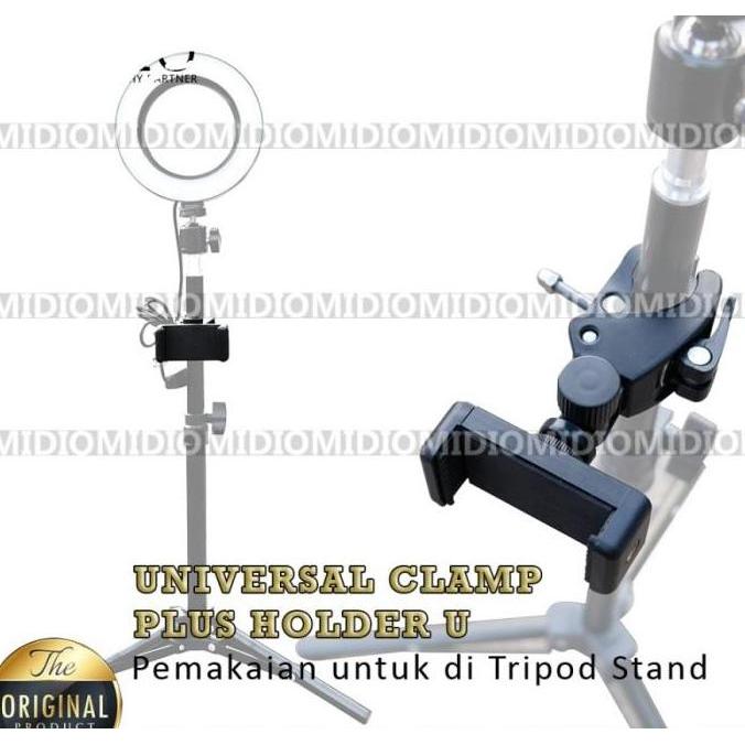 Bracket Holder Mount Clamp Jepit Stand Penjepit Tiang Tripod HP Motor