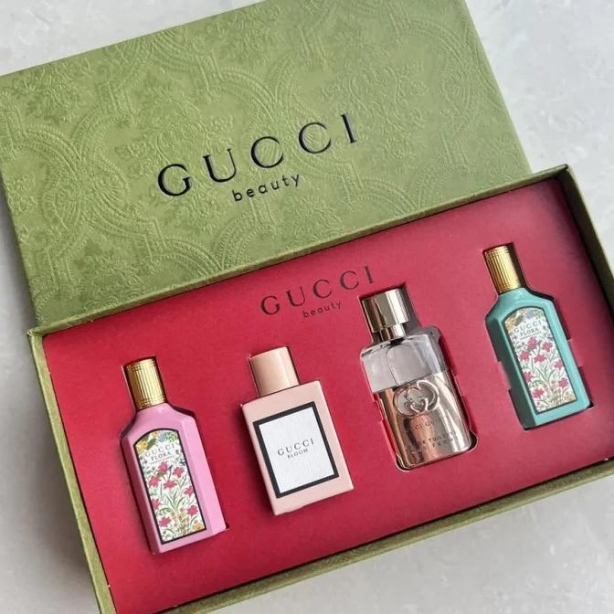 Gucci Parfum Set 4 Pcs 4*5ml /Gucci Flora Gorgeous Gardenia & Jasmine Parfum /Gucci Guilty Pour Parf