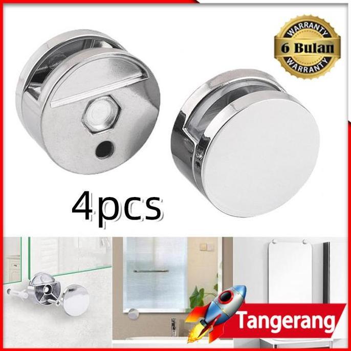 FARMUKE 4pcs Klem Jepit Kaca Cermin / Klem Jepit Kaca Cermin / Mirror Holder Silver