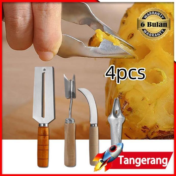 FARMUKE 4pcs/set Alat Pengupas Nanas Pisau / Peeler Pemotong Nanas / Pisau Pengupas Mata Nenas