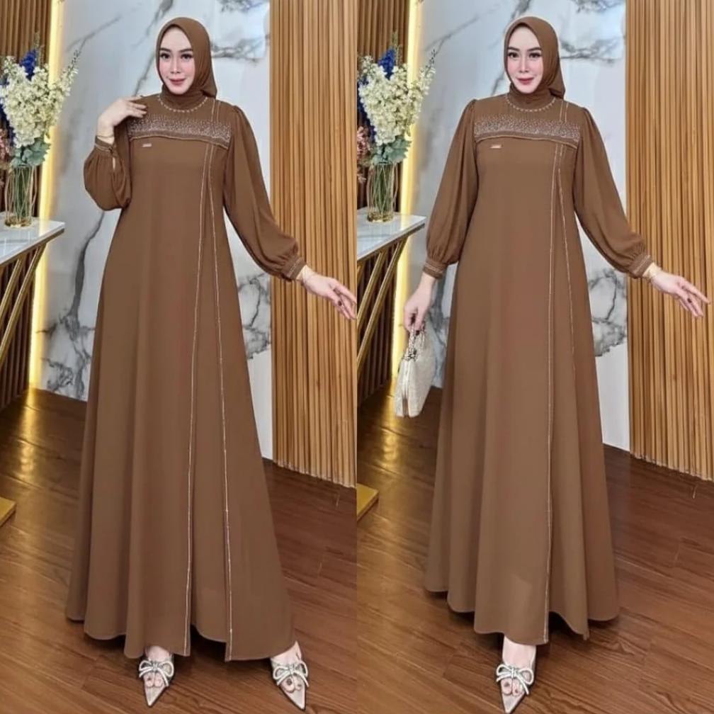 EXCLUSIVE GAMIS WANITA ABAYA TURKEY TERBARU 2026 EMERALD BLUE AYLIN DRESS APLIKASI PAYET SWAROSKI PR