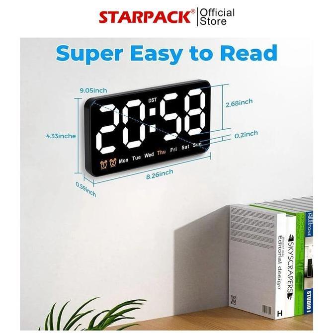6638 Jam Dinding / Meja Digital LED Tampilan Jam / Hari / Bisa Baterai & USB