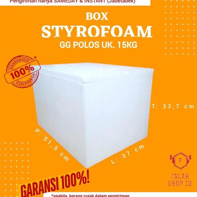 VIRALL STYROFOAM BOX 15 KG GG POLOS UKURAN 52 X 37 X 34 CM / BOX GG POLOS / BOX ES BATU / STEROFOAM 