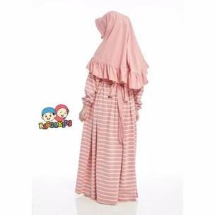 Gamis anak motif garis | Gamis kaos anak Raggakids stripe |Baju muslim Dress Best Quality