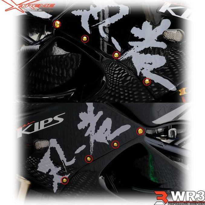 Paketan Baut Titanium Wr3 Body Fairing Zx25R Ninja 250 Fi Karbu / 150 Rr 1000 Zx636 Zx6R Er6 / Xmax 