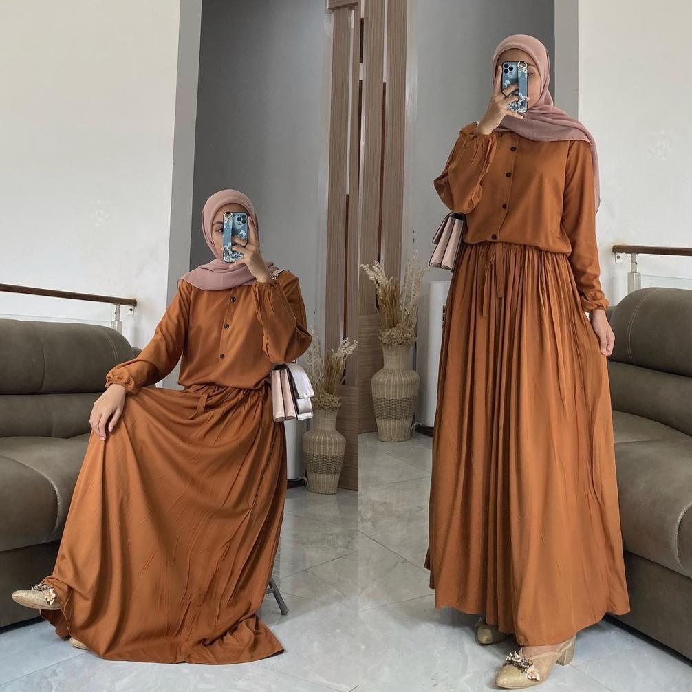 diskon aurelia dress by zalfa outfit / gamis polos / dress polos / gamis rayon