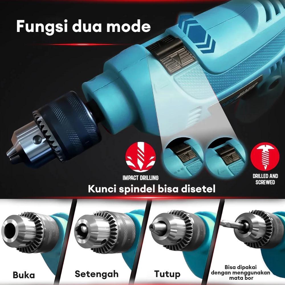 BEST SELLER REAIM MESIN GERINDA TANGAN DAN MESIN BOR LISTRIK 13MM SET GERINDA DAN BOR PAKET BOR GERI