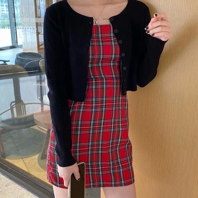 DF205 - Cardigan Knit crop Tangan Panjang Hitam Putih Atasan Wanita Kardigan Tipis halus Allsize Pen