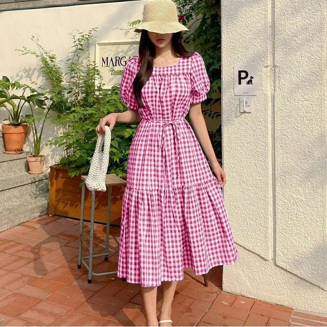 DR167 - Dress Kotak-kotak / Dress Samola / Dress Wanita Casual / Dress Kekinian / Gaun Wanita / Paka