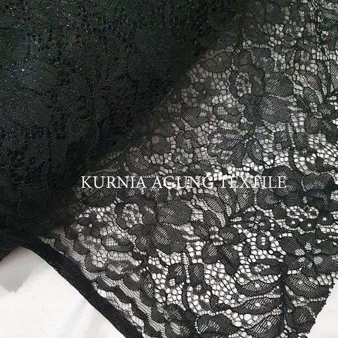 DR179 >> Kain Warna Hitam Polos Satin England Soft Tile Brokat Glitter Organza Organdi Kain tile Gli