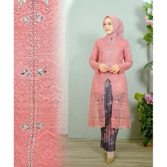 DS147 - One Set Kebaya Tunik Kurung Brokat Payet Jumbo Bigg Sizee XXXXL Ld 130 Cm Setelan Kebaya Tun