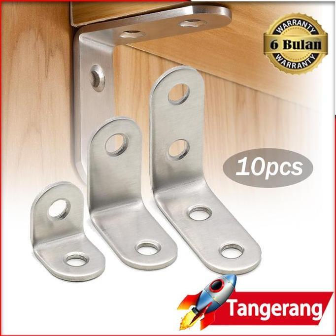 TOKOKUSHOP 10pcs Siku Penyangga Rak Dinding siku Stainless Bracket Ambalan Rak