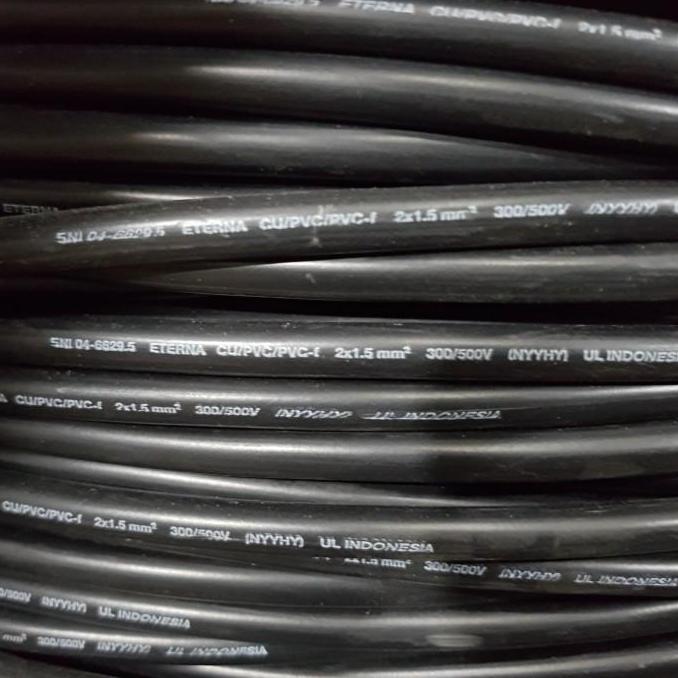 Eterna Kabel Listrik Hitam Serabut / NYYHY 2 x 1.5 mm