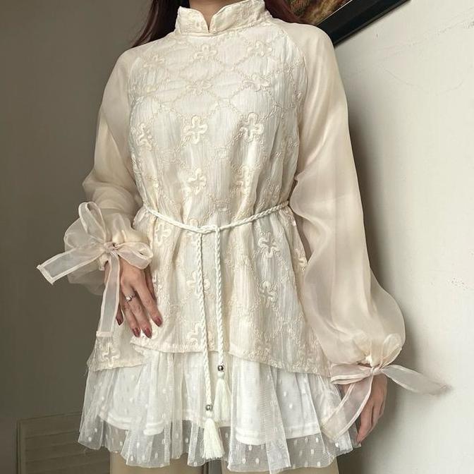 Yumna BKK Top atasan blouse tunik wanita kerja renda organdi bordir korean style by Biel the Label H