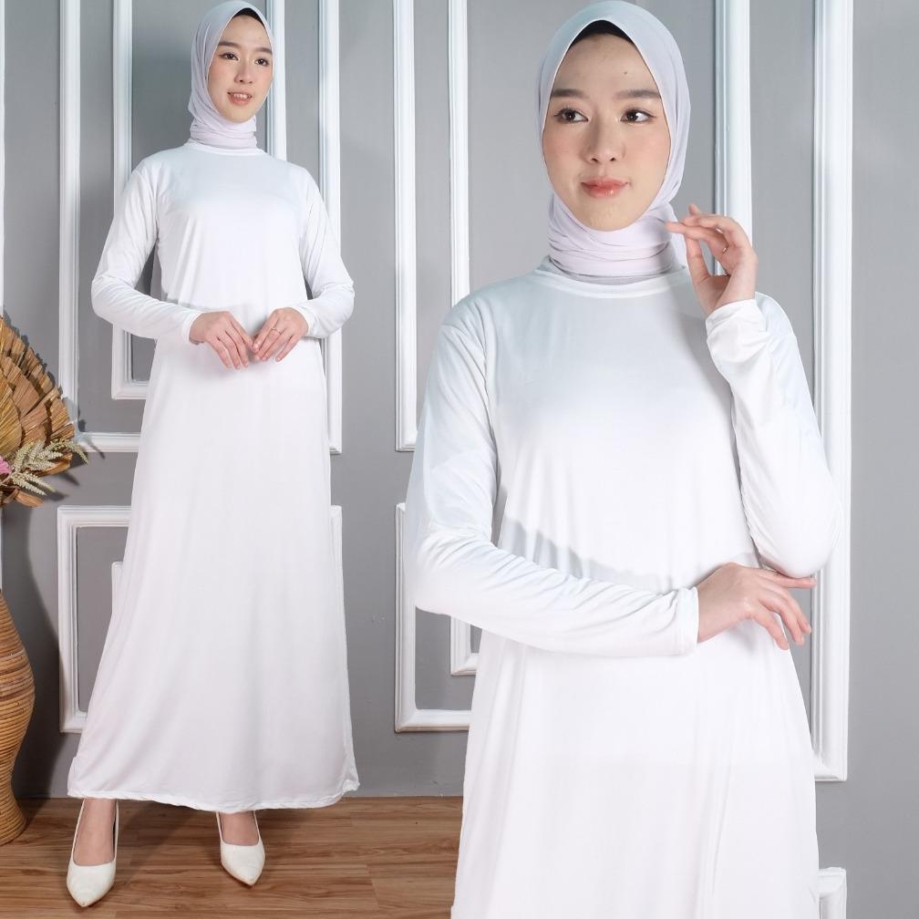 Manset gamis Putih Polos - Manset gamis hitam polos - manset gamis wanita polosan Dress Muslim  puti