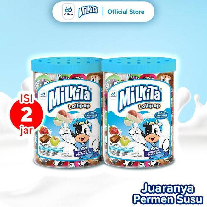 2 Jar Max Milkita Permen Susu Lolipop 1 Toples Isi 30Pcs