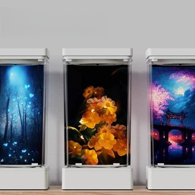 Vixplorn Akuarium Mini Tangki Ikan Kecil Betta LED /Aquarium Ikan Cupang Hias Mini Bentuk Persegi Hi