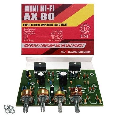 Kit Power Amplifier Ax-80 2X40 Watt Ic Tda-2005 St Dc 12V Min 3A Stereo Mobil Motor Ampli + Heatsink