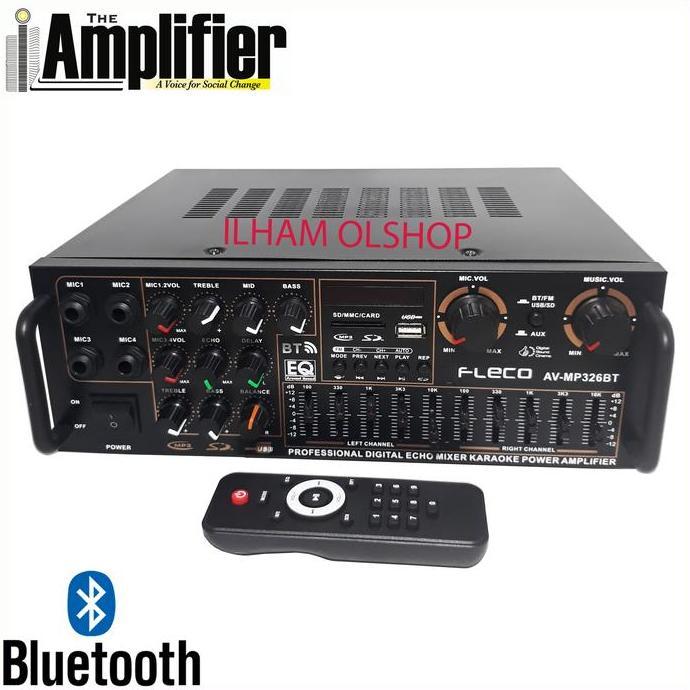 Amplifier Fleco 326A Bluetooth Stereo Karaoke + Mp3 Player + Fm Radio Ready