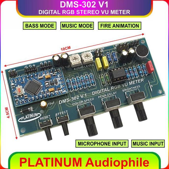 Stereo Vu Meter Modul Dms-302 V1 Digital Rgb Music Stereo Vu Meter Terbatas