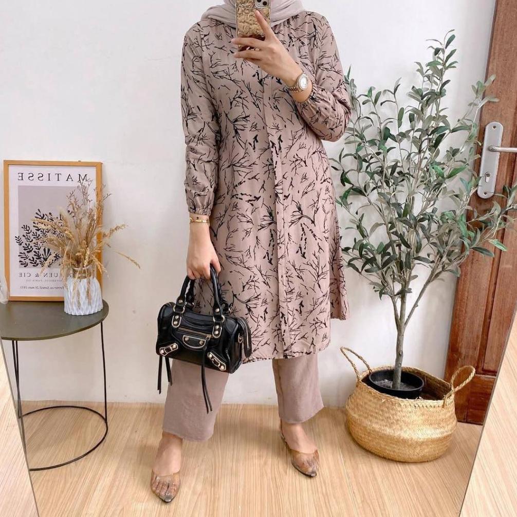 Murah One Set Cantik Elegan Mewah Lebaran Setelan Tunik Celana Wanita Kd-B01