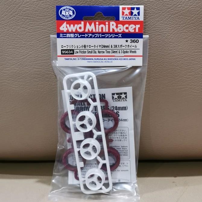 Promo Tamiya 95634 Low Friction Small Dia Narrow Tires(24Mm) & 3-Spoke Wheel Cod