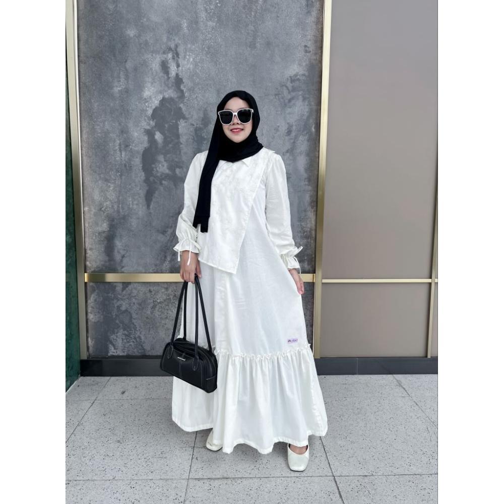 Berkualitas Littleil- Shanaya Dress/Gamis Couple Ibu Dan Anak/Dress Couple Raya Series Anak Dan Momm