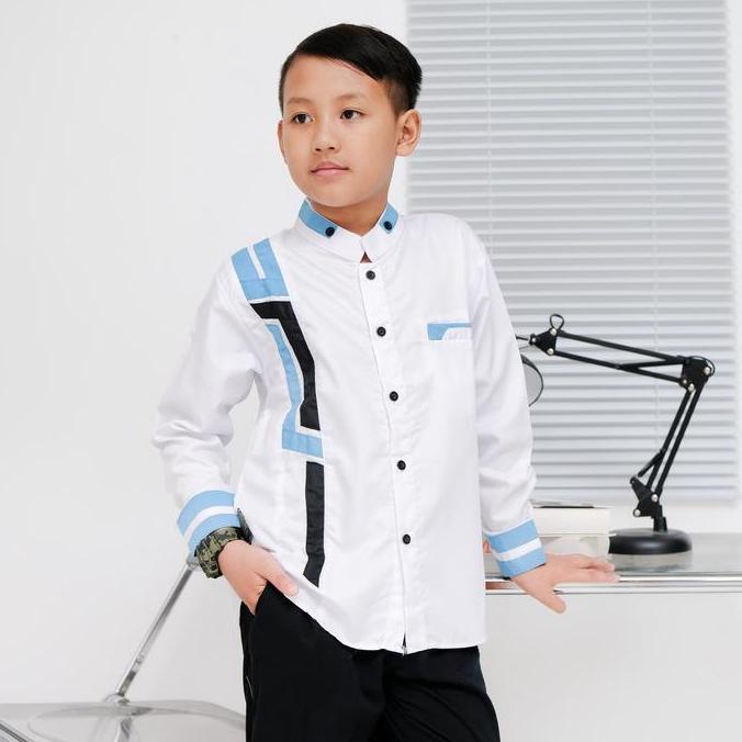 elrumi koko anak laki laki Remaja Lengan panjang motif sinergi Baju Muslim Katun