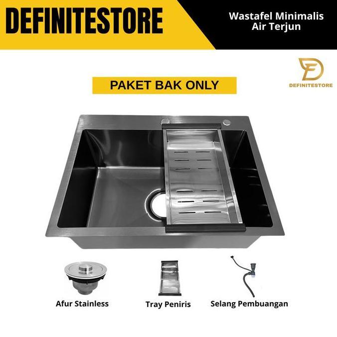 Jassminaa - Kitchen Sink 1 Lubang Wastafel Cuci Piring 1 Lubang Bak Cuci Piring Stainless Steel Mode