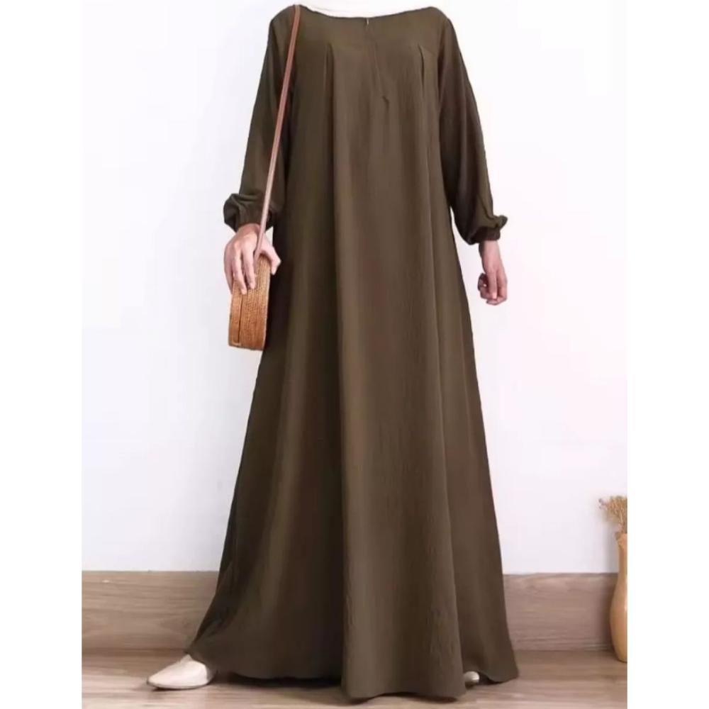 Unik Others Sakinah Maxi Dress Baju Gamis Wanita Modern Simple Elegan Model Abaya Bahan Cey Crinkle 