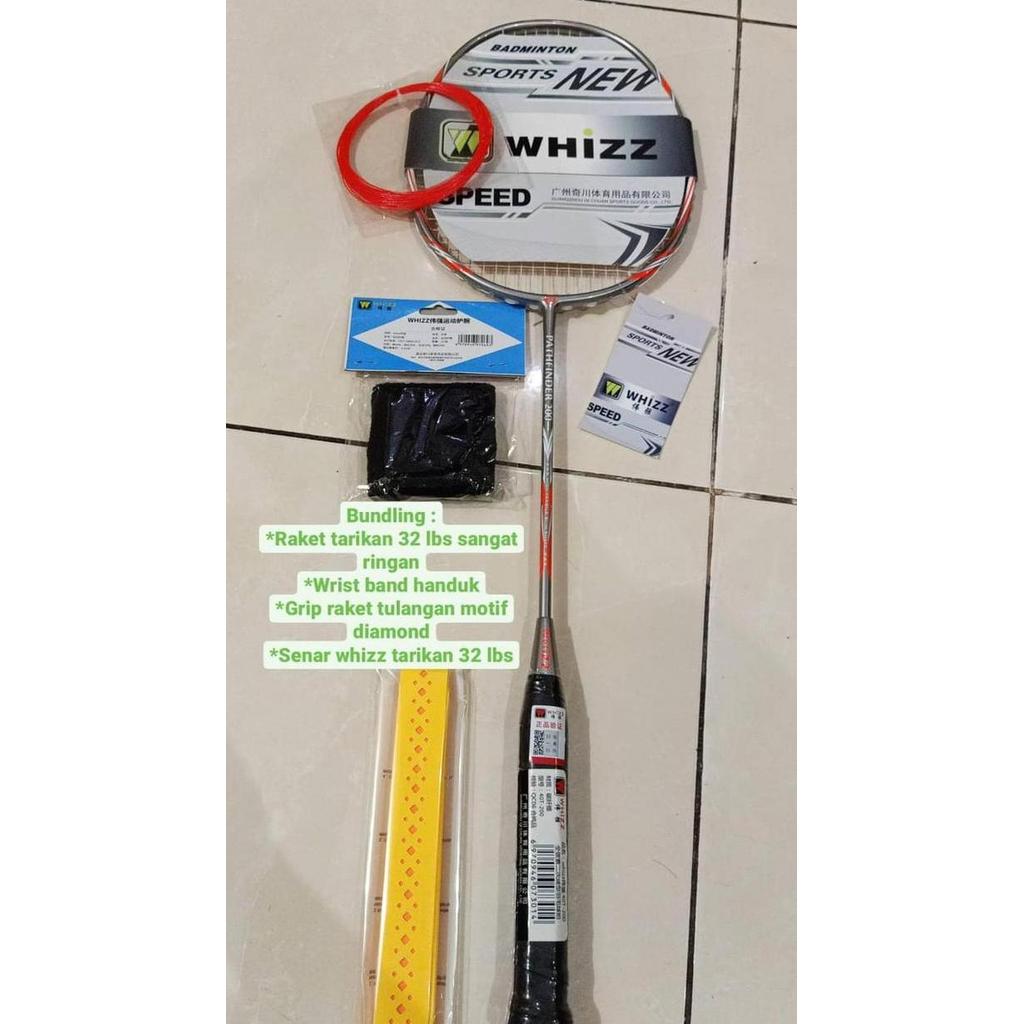 Bundling Raket Whizz + senar badminton Whizz + Handgrip Whizz + Grip r